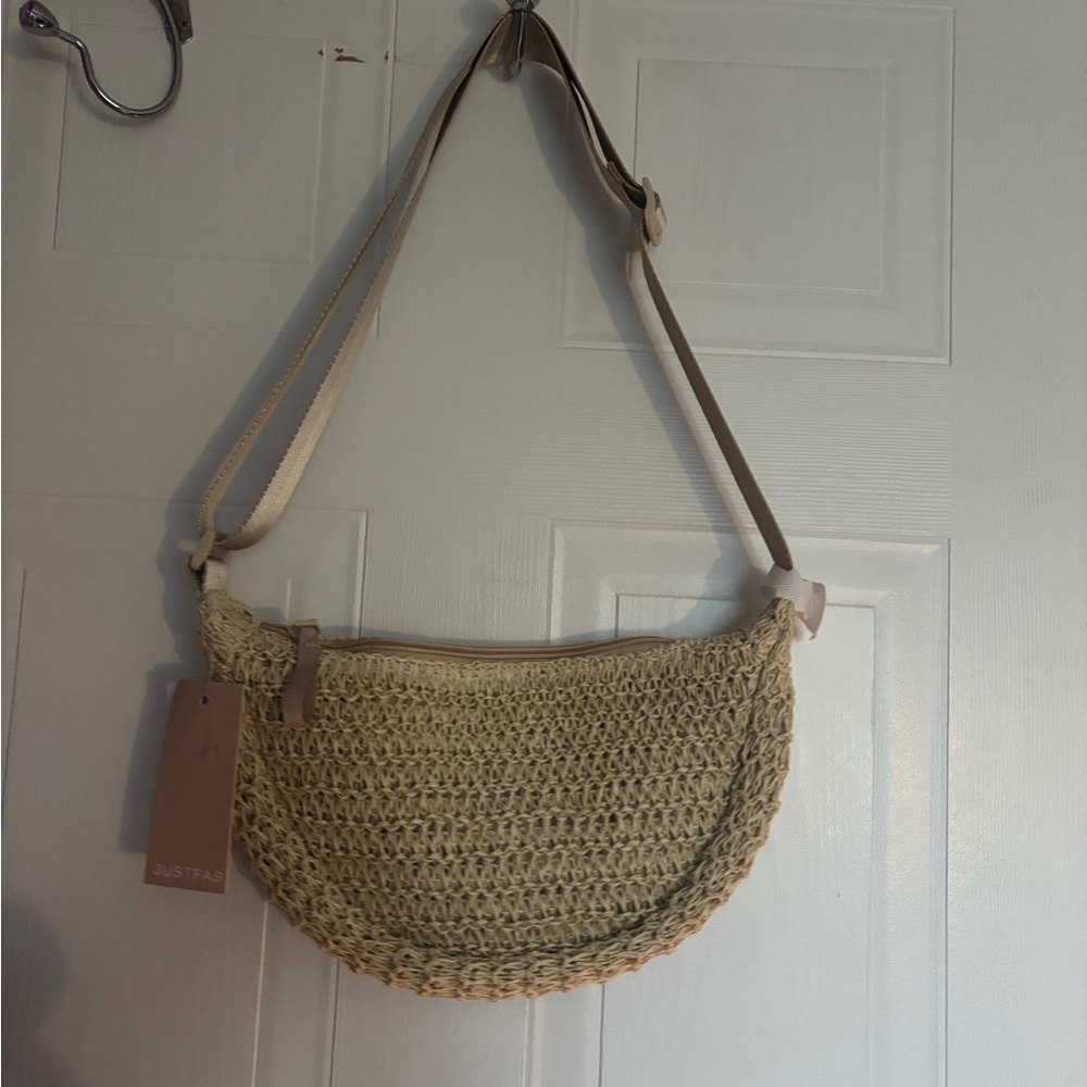 JustFab Natural Woven Crossbody Bag